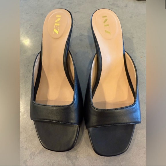 Inez Shoes - Inez Luna black Square Toe Mules